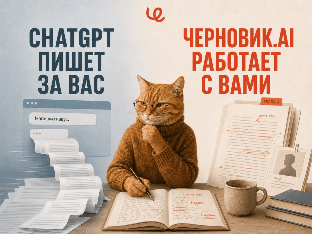 ChatGPT пишет за вас, Черновик.Ai работает с вами: в чём разница